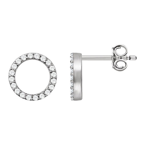 14k White Gold 1/5 CTW Diamond Circle Earrings