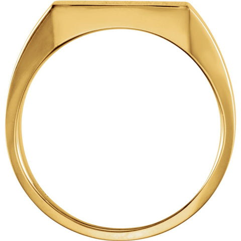 14k White Gold 14mm Men's Signet Ring with Brush Finish, Size 6