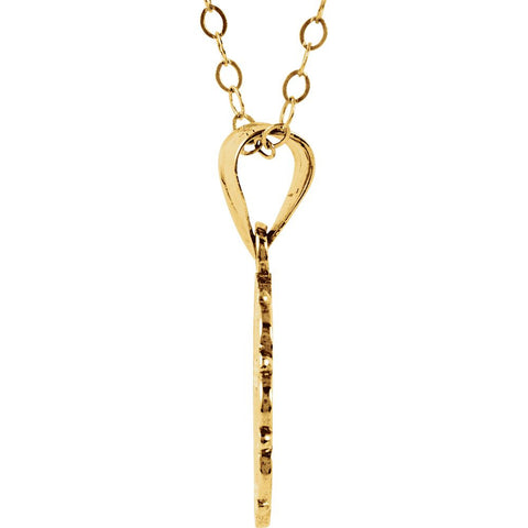14k Yellow Gold Disc with Cross 15" Youth Necklace & Packaging