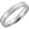 14k White Gold 4mm Flat Edge Comfort-Fit Milgrain Hammer Finish Wedding Band for Men, Size 10