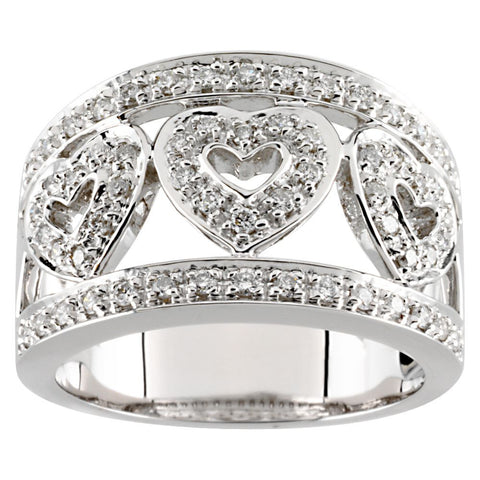 1/2 CTTW Diamond Wedding Band Ring in 14k White Gold (Size 6 )