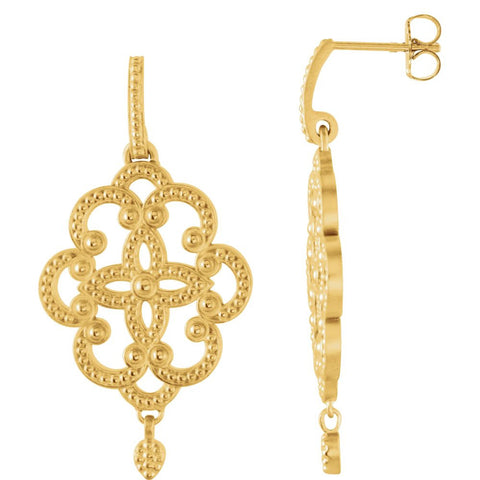 14k Yellow Gold Granulated Earrings
