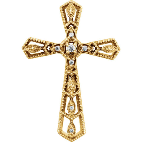 14k Yellow Gold .025 CTW Diamond Cross Pendant