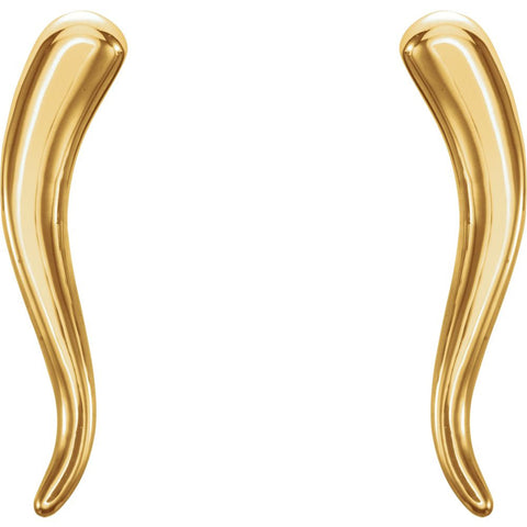 14k Yellow Gold Horn Earrings