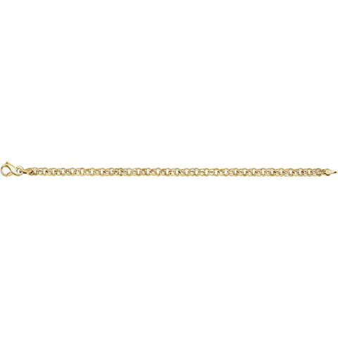 14k Yellow Gold Solid Small Charm 7" Bracelet