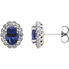 14k White Gold Chatham Created Blue Sapphire & 3/8 ctw. Diamond Earrings