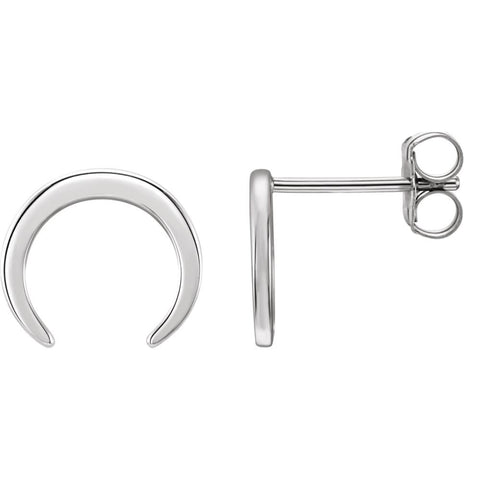 14k White Gold Crescent Earrings