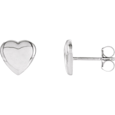 14k White Gold Heart Earrings