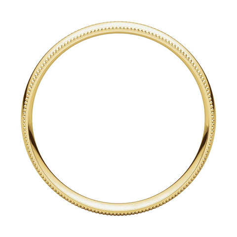14k Yellow Gold 4mm Light Comfort Fit Milgrain Band , Size 12