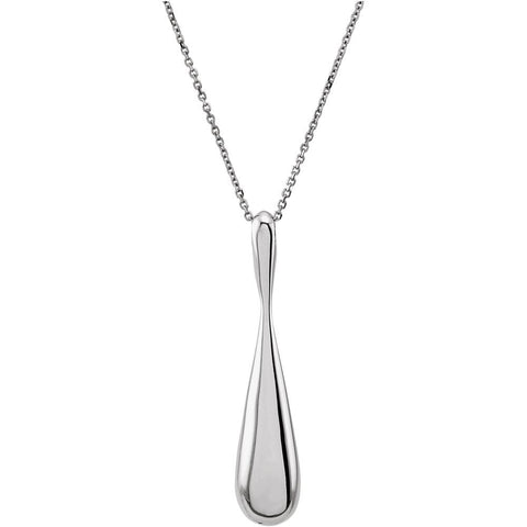 14k White Gold 40.3x8.3mm Teardrop-Shaped 18" Necklace
