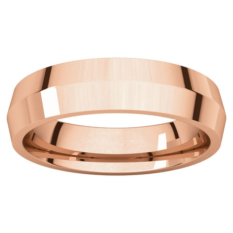 10k Rose Gold 6mm Knife Edge Comfort Fit Band, Size 7.5