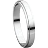 14k White Gold 3mm Flat Edge Band, Size 4.5