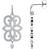 Pair of Precious Metal Fashion Granulated Earrings with Backs in Sterling Silver and 14K White Gold