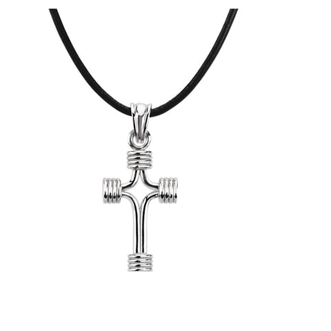 Tubular Cross Pendant in Sterling Silver