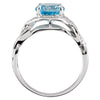 14k White Gold Swiss Blue Topaz & 1/6 CTW Diamond Ring, Size 7