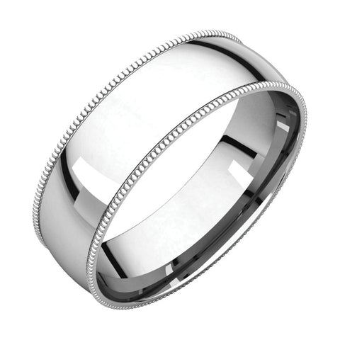 14k White Gold 6mm Light Comfort Fit Milgrain Band , Size 10.5