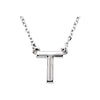 Sterling Silver Block Initial Necklace (Letter 'T' on 16-Inch Chain)
