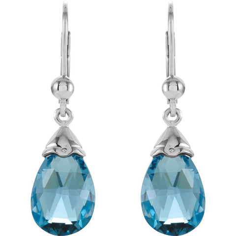 14k White Gold Swiss Blue Topaz Earrings