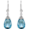 14k White Gold Swiss Blue Topaz Earrings