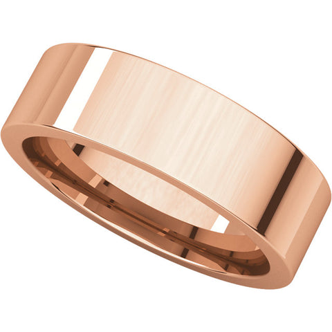 14k Rose Gold 6mm Flat Comfort Fit Band, Size 7