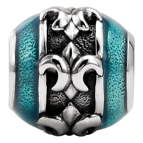 Sterling Silver 10.75x10.45mm Decor Fleur de Lis Bead