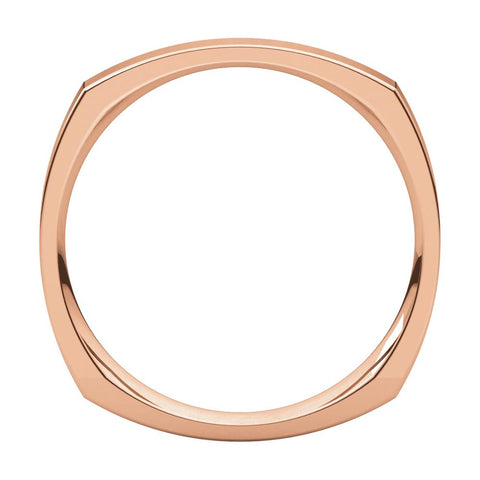 14k Rose Gold 2.5mm Square Comfort Fit Band, Size 7