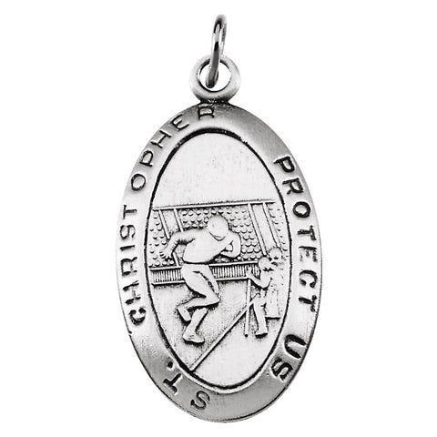 Sterling Silver 24.5x15.5mm St. Christopher Football Medal