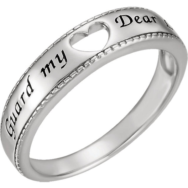 Sterling Silver Guard My Heart Ring, Size 5