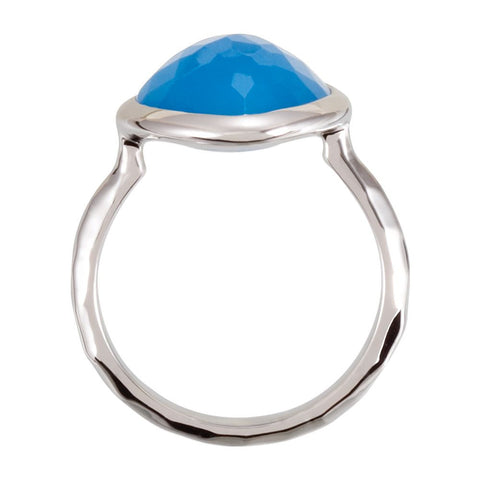 Sterling Silver 15x11x6mm Blue Chalcedony Ring Size 6