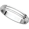 14k White Gold 3mm Half Round Edge Band, Size 5.5