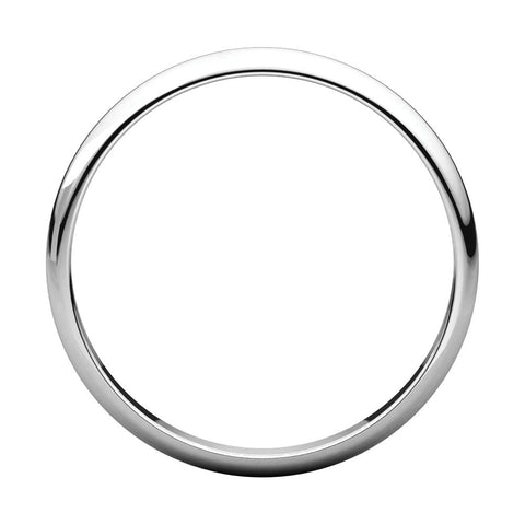 Platinum 2.5mm Half Round Light Band, Size 3