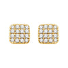 14k Yellow Gold 1/5 CTW Diamond Square Cluster Earrings