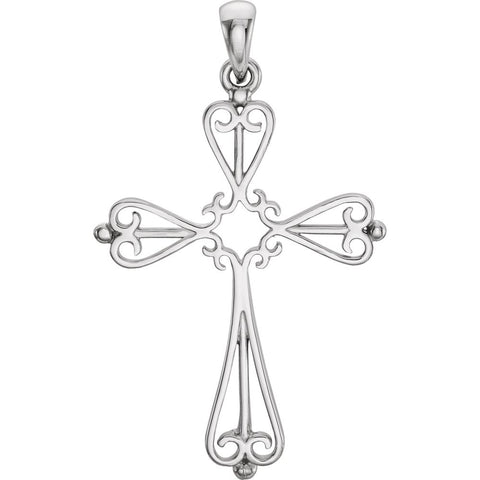14k White Gold 33x25mm Cross Pendant Mounting