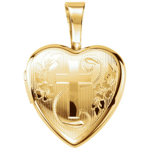 Gold Plated & Sterling Silver Cross Heart Locket