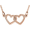 Double Heart 18-Inch Necklace in 14K Rose Gold