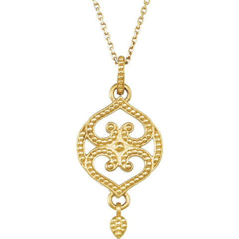 14k Yellow Gold Granulated Design 18" Necklace
