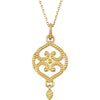 Granulated Design Fashion Dangle Necklace in 14k Yellow Gold ( 18 Inch Chain )