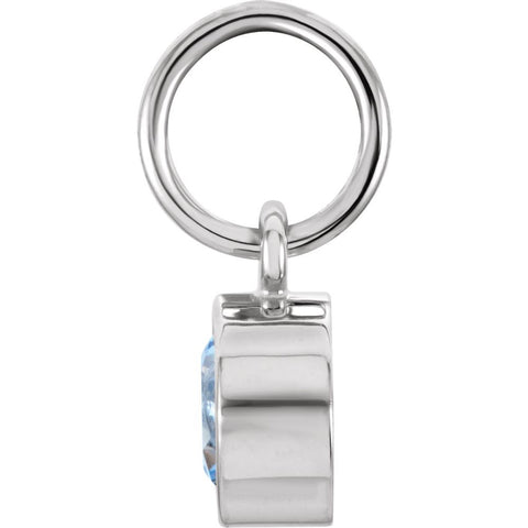 14k White Gold Imitation Aquamarine Birthstone Charm