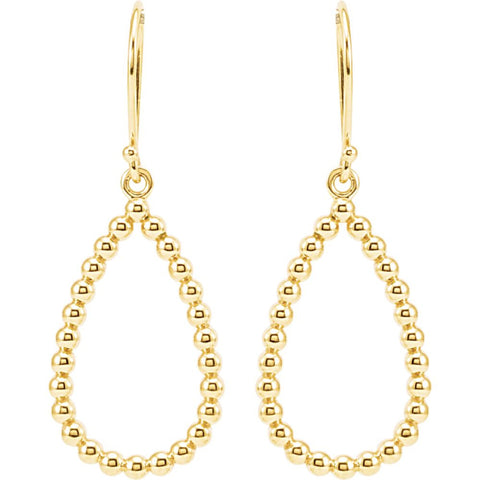 14k Yellow Gold 35.75x13.5mm Beaded Teardrop Earrings