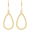 14k Yellow Gold 35.75x13.5mm Beaded Teardrop Earrings