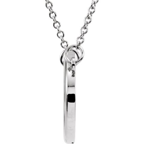 14k White Gold Horizontal Oval 16" Necklace