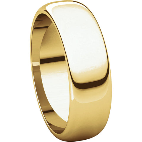 14k Yellow Gold 6mm Half Round Band, Size 4
