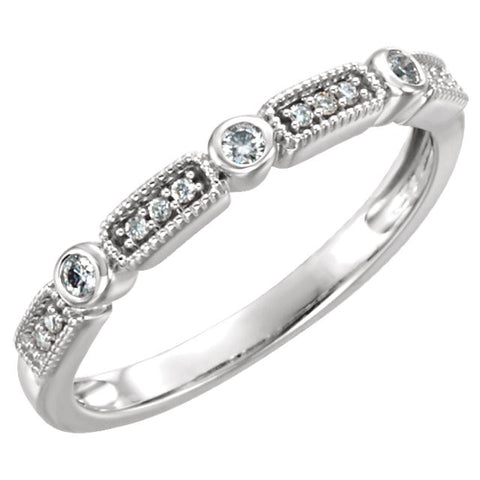 14k White Gold 1/10 CTW Diamond Stackable Ring, Size 7