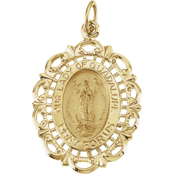 14k Yellow Gold 25x18mm Our Lady of Guadalupe Medal