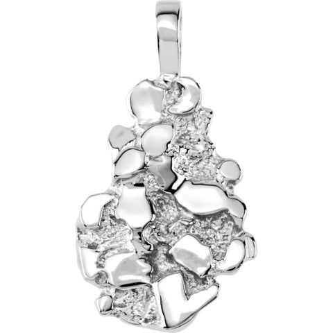 14k White Gold Nugget Pendant