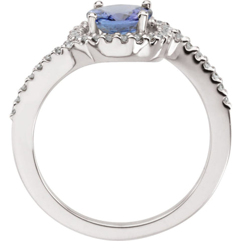 14k White Gold Tanzanite & Diamond Accented Ring, Size 7