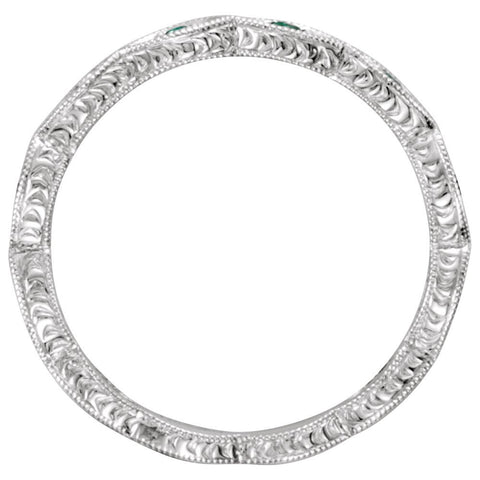 14k White Gold Emerald Anniversary Band Size 7