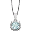 14k White Gold Aquamarine & 0.05 ctw. Diamond 18-inch Necklace