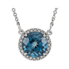 14k White Gold London Blue Topaz & 0.05 ctw. Diamond 16-inch Necklace