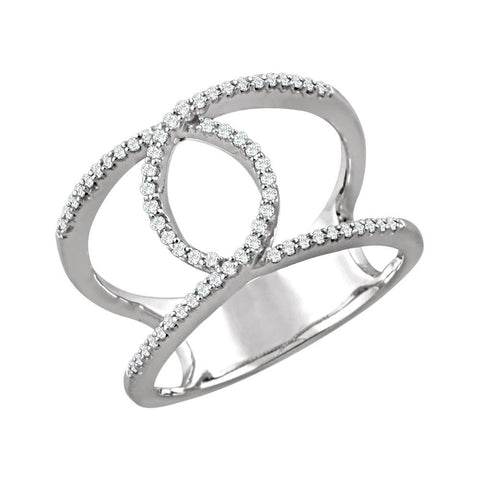 14k White Gold 1/5 CTW Diamond Interlocking Loop Ring, Size 7
